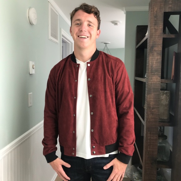 red suede bomber jacket